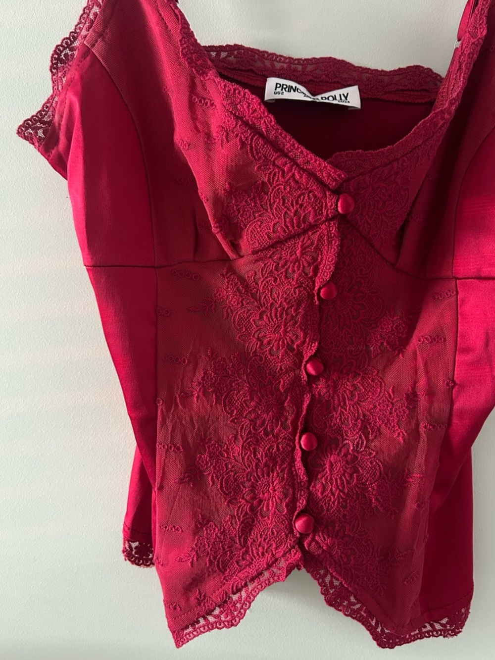 Princess Polly Satin Deep Red Juliana Top - Picture 3 of 7